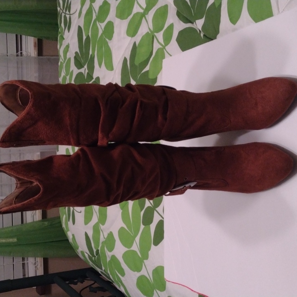 Western mid calf boots rust color